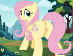 ai-assisted ai_generated ass crotchboobs equine_anus equine_pussy female fluttershy_(mlp) friendship_is_magic highres kimberlite_moonbow mlp_g4 my_little_pony naked naked_female pegasus pony presenting puffy_anus pussy self-upload sexy solo tail uncensored url