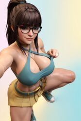 1girls abs ai ai_generated big_ass big_breasts brown_hair brown_hair cleavage cleavage_cutout criss-cross_halter glasses halter_top halterneck madz(oc) muscular muscular_female pleated_skirt ponytail preview radnsad short_skirt simple_background skirt sneakers solo solo_female solo_focus thick_ass thick_legs thick_thighs wallpaper