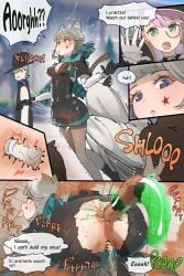 1girls anus ass ass_exposed asshole big_ass charlotte_(genshin_impact) fart fart_cloud fart_everywhere farting farts female female_focus female_penetrated genshin_impact hage123 huge_ass journalist kancho legs legs_apart legs_spread lynette_(genshin_impact) lyney_(genshin_impact) newspaper pants public public_exposure red_cl red_clothes red_clothing red_hat ripped_clothing ripped_pants ruined_anus scat short_hair shorts