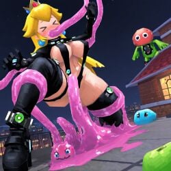 ai_generated gantz_suit low_poly princess_peach public slime tentacle_rape tentacle_sex
