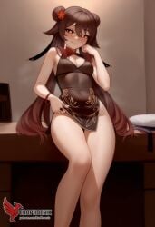 1girls 2d ai_generated ass barefeet big_ass breasts cleavage erophoenix feet female female_focus full_body genshin_impact hu_tao_(genshin_impact) long_hair looking_at_viewer orange_eyes patreon_username small_breasts solo solo_female sweat thick thick_thighs toes uncensored