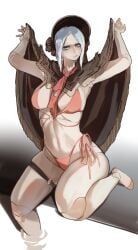 1girls big_breasts bloodborne busty doll doll_girl doll_joints feet female female_only fromsoftware headdress large_breasts light-skinned_female light_skin miaojiangyou partially_clothed plain_doll silver_hair sony_interactive_entertainment swimsuit swimwear thighs underwear white_hair