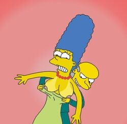 breasts clothes color female front_view human jsl male marge_simpson montgomery_burns nipples standing straight tagme the_simpsons