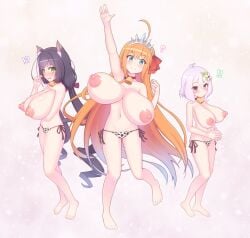 alternate_version_available areolae breasts female huge_breasts karyl_(princess_connect!) kokkoro_(princess_connect!) nipple nipples pecorine pecorine_(princess_connect!) princess_connect! tagu_hblabe textless