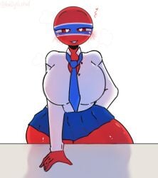 1girls big_ass big_breasts breasts clothed clothing countryhumans countryhumans_girl dialogue female female_only humanoid kak0yt0_chel_edit kak0yt0_chel_style mostly_clothed no_futa pppp1ngu solo standing student thailand_(countryhumans) thick_thighs wide_hips