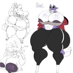 big_breasts breasts cleavage female furry huge_breasts hyper_breasts lattemon nipples tagme thick_thighs wide_hips