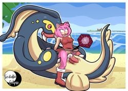 1girl1boy 1girls amy_rose artist_signature beach blush boots cowgirl_position crossover cum cum_in_pussy cum_in_pussy cum_inside dress dress_lift eelektross furry furry_female generation_5_pokemon green_eyes headband hedgehog_girl impregnation interspecies_impregnation ocean open_mouth orgasm orgasm_face ovum ovum_with_heart penetration penis pink_body pink_hair pokemon pokemon_(species) pokephilia red_dress red_eyes seikatsueclipse sex size_difference sonic_(series) sonic_the_hedgehog_(series) vaginal_penetration x-ray