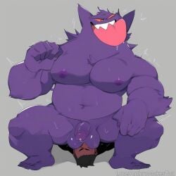 ai_generated ball_sniffing balls balls_on_face ballsack big_pecs chubby dominant domination facesitting forced gay gay_domination gengar gesturing_at_viewer nose_in_balls pokemon pokemon_(species) pokephilia sweat sweaty sweaty_balls sweaty_body tongue_out