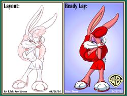 1990s 1995 1girls 20th_century anthro babs_bunny bimbo cleavage dated eyeshadow female female_only fur furry karri_aronen lipstick mammal rabbit solo tagme tiny_toon_adventures toony uncensored year