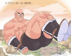 ass ass_focus bald bald_male black_speedo black_underwear brown_nipple butt_focus dragon_ball dragon_ball_z flashgritz legs legs_up mature mature_male muscles muscular muscular_male mustache nappa shoes small_dildo small_penis smile smiling smiling_at_viewer speedo thick_legs thick_thighs underwear