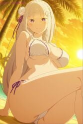 1boy1girl ai ai_generated ass ass_focus asshole cum cum_in_ass cum_in_pussy cum_in_pussy cum_inside emilia_(re:zero) from_behind goonimeai naked naked_female penetration pussy pussy_lips re:zero_kara_hajimeru_isekai_seikatsu sex silver_hair spreading squatting vagina vaginal_penetration vaginal_sex