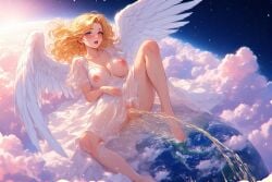 ai_generated angel angel_girl clouds earth giantess peeing urine