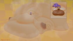 3d bimbo blob blob_face blue_eyes brown_lips face_shot female hyper_lips hyper_lower_lip lower_lip massive_belly morbidly_obese morbidly_obese_female onomatopoeia purple_hair shantae shantae_(character) sunninsfw ussbbw