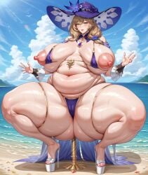 ai_generated bbw curvy genshin_impact huge_ass huge_breasts lisa_(genshin_impact) milf thick_ass thick_legs thick_thighs