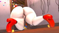 3d 3d_(artwork) animatronic animatronic_female animatronic_girl ass clown clown_girl female female_only five_nights_at_freddy's five_nights_at_freddy's:_secret_of_the_mimic hoodiesfm jackie_(fnaf) jackie_(mishuuyu) robot robot_girl secret_of_the_mimic sfm stuck_in_door vagina vaginal_fluids