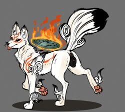 1girls amaterasu amaterasu_(okami) animal_genitalia animal_vulva ankle_tuft anus black_tipped_ears black_tipped_tail canid canine canine_genitalia canine_pussy canine_vulva canis capcom deity ears female feral fur genitals goddess japanese_mythology mammal okami okami_(capcom) paws prince-vulpine pussy red_accents red_markings shoulder_tuft solo tail white_body white_fur wolf wolf_girl