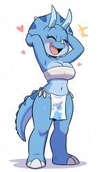 ai ai-created ai_art ai_generated big_breasts blue_body blue_skin cute full_body jurassiczalar loincloth pixai sarashi triceratops trixie_triceratops