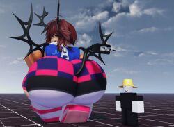 1girl1other 1girls 3d baseplate dumptruck_ass female millie_(gorefestt) plug_tail red_eyes red_hair roblox roblox_avatar roblox_spawn_point robloxian size_difference tagme thick_thighs trippinguy wings wings_on_head