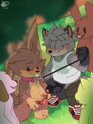 balls blush bo_(nutty_bo) briefs briefs_only brown_body canid canine clothed clothing clothing_aside collar domestic_cat dominant exhibitionism felid feline felis fur gay gay_male genitals hair hi_res humanoid_genitalia lagomorph leash leash_pull leporid male male/male mammal nutty_bo open_mouth ouside outside park penis plant procyonid public rabbit raccoon rodent sciurid shy smile solin_(gigafucker) submissive tail topless tree tree_squirrel underwear underwear_aside underwear_only yaoi