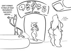 1boy2girls after_sex alien alien_spa alien_world bbw big_belly big_breasts big_butt big_smile big_thighs big_woman black_and_white chubby chubby_female cleaning cleaning_self counter curvy_figure dckiq dialogue doorway dripping dripping_cum fat fat_ass female happy_expression hat huge_ass huge_boobs huge_breasts huge_thighs implied_tentacle_sex large_breasts long_hair male no_sex nude nude_woman nude_women pictures plump puffy_anus relaxation relaxed_expression shaking_after_sex shaking_legs short_hair shortstack sign simple simple_background smile table taking_pictures tala_(dckiq) text text_on_sign thicc thick_thighs thigh_tattoo three_eyes three_fingers tremble_lines tremble_spikes trembling trembling_legs worldbuilding