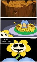 absurd_res anonimop3rson female flower flowey_the_flower frisk frisk_(undertale) toby_fox undertale undertale_(series) wedgietale