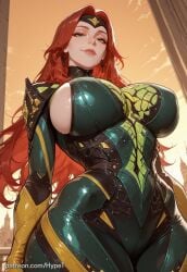 ai_generated big_breasts bodysuit breasts evening female green green_eyes hips hypet jean_grey long_hair low-angle_view marvel marvel_rivals phoenix_(x-men) red_hair shiny shiny_skin sideboob sideboob_cutout smirk solo standing superheroine tagme thick thick_ass thick_legs thick_thighs thighs video_game_character video_games wide_hips x-men