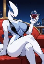 ai_generated big_breasts cup_of_wine furry furry_female lugia micro_bikini pokemon pokemon_(species) pokephilia razhdeluxe