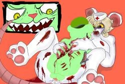 1boy 1girls angry animal_genitalia animal_penis animalistic anthro anthro_on_anthro art_style_clash bear blood bloody_hands bloody_paws bruise bruised claw_marks clawed_fingers claws clean_version crossover evil_grin evil_smile female fight fighting flippy_(htf) furry furry_only gore green_body green_fur happy_tree_friends hybrid interspecies knife lorna_(terrible_mouse) male maledom mating_press mouse nurse nurse_cap penis pointy_teeth pussy raped ryona scar scratch_marks scratches scratching size_difference smaller_male smaller_male_larger_female soldier stabbed straight tail taller_female taller_girl teeth terrible_mouse vaginal_penetration violence weapon white_body white_fur wound wounded yellow_eyes