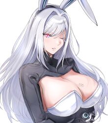 1girls absurd_res arms_crossed arms_crossed_under_breasts black_gloves breast_tattoo breasts bunny_ears bunnysuit cleavage cleavage_cutout crossed_arms ethel_(xenoblade) female female_only gloves glowing glowing_eyes highres large_breasts leotard long_hair long_sleeves massive_breasts nintendo one_eye_closed red_eyes sideboob silver_hair silver_leotard tattoo ug333333 upper_body very_long_hair white_leotard wink winking xenoblade_(series) xenoblade_chronicles_3