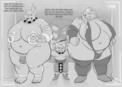 3boys absurd_res ass big_breasts big_butt breasts bulge butt_grab champa clothed clothing cocoronut domestic_cat dragon_ball dragon_ball_super english_text fat fat_man felid feline felis flaccid god_of_destruction hand_on_butt hi_res male male/male male_only mammal monochrome moobs multiple_boys nipple_outline nipple_piercing nipple_ring nipples noha_(cocoronut) obese obese_male overweight overweight_male piercing ring_piercing size_difference skimpy small_dom_big_sub superchub text zarbon