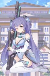 2d animated big_breasts bouncing_breasts breasts game game_cg girls_x_battle_2 gun jiggle jiggling_breasts low_res lowres purple_hair screencap sniper sniper_rifle tagme trinity_(girls_x_battle_2) twintails video video_games