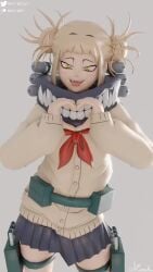 3d 9:16 animated blonde_hair blush clothed clothing double_bun heart_hands himiko_toga light-skinned_female looking_at_viewer marrubi_(artist) messy_hair my_hero_academia no_sound school_uniform shorter_than_30_seconds solo tagme vertical_video video yellow_eyes