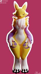 1girls 3d 9:16 animated anthro digimon digimon_(species) female female_only fur gloves gloves_(marking) markings marrubi_(artist) multicolored_body multicolored_fur no_sound pink_nipples renamon renamon_(kekitopu) shorter_than_30_seconds small_breasts tagme vertical_video video