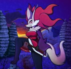 big_breasts breasts delphox female furry mahoxy mahoxy_(artist) pokémon_(species) pokemon shiny_pokemon tagme