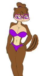 20th_century_fox akatsukishiranui-fox alluring alvin_and_the_chipmunks alvin_and_the_chipmunks_the_squeakquel anthro anthrofied big_breasts bikini brittany_and_the_chipettes cleavage edit glasses jeanette_miller legs pin_up posing purple_eyes regency_enterprises silf sultry