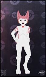 aethelwulf anthro breasts female fur generation_4_pokemon genitals hi_res humanoid nintendo nipples pachirisu pink_body pink_fur pink_nipples pokemon pokemon_(species) pokemon_humanoid pose pussy solo white_body white_fur