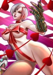 breasts covered_breasts covered_nipples covered_pussy female huge_breasts isabella_valentine rankgo short_hair short_hair_female soul_calibur valentine's_day white_hair