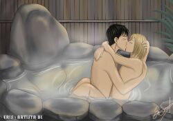 2boys bath katsuki_yuuri kissing male_only yaoi yuri!!!_on_ice yuri_plisetsky