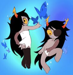 1girls chibi clownstongue cub female grey_skin homestuck ms_paint_adventures no_bra panties small_breasts solo solo_female solo_focus troll vriska_serket young