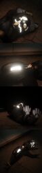 3d anthro blender comic_strip corpse cum dead death facial feet glowing_eyes glowing_penis grey_fur male male_death male_only necrophilia paws protogen rope snuff