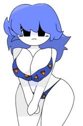 big_breasts bikini black_eyes blue_hair breasts digital_media_(artwork) mrs._tptf that_pizza_tower_fan white_body white_skin youtuber youtuber_girl