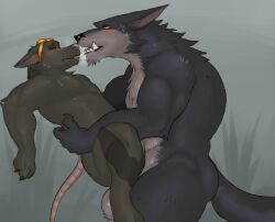 anal anal_sex animal_genitalia animal_penis anthro anthro_on_anthro anthro_penetrated anthro_penetrating anthro_penetrating_anthro athletic athletic_anthro athletic_male balls biceps big_balls black_claws black_nose blush bodily_fluids boner bulge canid canine canis chest_tuft claws closed_eyes duo erection eyewear eyewear_on_head finger_claws fleshformomo fur genital_outline genitals goggles goggles_on_head grass green_body green_fur grey_body grey_fur hi_res internal interspecies knot league_of_legends long_tail looking_at_another male male/male male_only male_penetrated male_penetrating male_penetrating_male mammal murid murine muscular muscular_anthro muscular_male nude outside paws penetration penis penis_outline pink_ears pink_nose plant rat rat_tail riot_games rodent saliva saliva_string sex stand_and_carry_position standing standing_sex sweat sweatdrop tail teeth tuft twitch_(lol) warwick wolf yellow_eyes