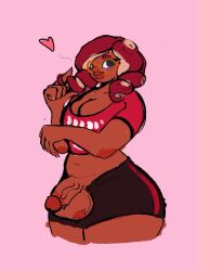 1futa big_ass big_breasts big_hips breasts chubby cleavage clothed clothing curly_hair curvy dark-skinned_futanari dark_skin drill_hair flaccid futa_only futanari glasses humanoid humanoid_penis mostly_clothed octoling octoling_girl penis penis_out shorts small_penis solo splatoon standing syllabunne thick_thighs wide_hips