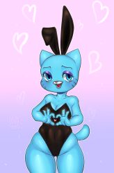 blue_body blue_eyes blue_fur bunny_ears bunnysuit cartoon_network cat_ears cat_tail feline female female_only furry hikkamun milf nicole_watterson the_amazing_world_of_gumball wide_hips