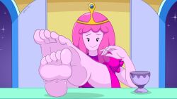 1girls 2020 adventure_time barefoot cartoon_network crown dress female_focus foot_fetish fully_clothed gem landscape lifting_leg nasiri_(artist) night princess_bubblegum signature solo solo_female solo_focus teasing_viewer