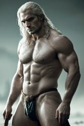 3d 3d_(artwork) actor ai_generated big_bulge bulge celebrity geralt_of_rivia gooeyvision hairy_chest henry_cavill huge_bulge in_character looking_at_viewer male male_only muscles muscular muscular_male the_witcher the_witcher_(netflix) the_witcher_(series) thong underwear underwear_only