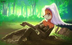 barefoot breasts covered_in_mud dirty disney doronkomajo fox fur furry headdress maid_marian mud mud_bath muddy nipples nude robin_hood_(disney) veil willisrisque