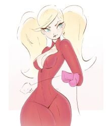 2023 ann_takamaki atlus blonde_hair blue_eyes bodysuit boob_window breasts cleavage clothing gloves holding_whip hourglass_figure human pale_skin persona persona_5 phantom_thief_suit ponytails tequilanart unzipped_bodysuit whip