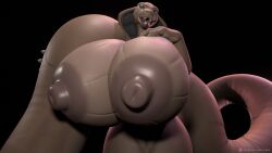 3d_(artwork) anthro areola big_breasts breasts brown_areola brown_body brown_nipples cobra digital_media_(artwork) female forked_tongue genitals hi_res huge_breasts hyper hyper_breasts looking_at_viewer nipples nirvana_(xpray) non-mammal_breasts nude open_mouth purple_eyes pussy reptile scalie snake solo tongue tongue_out xpray