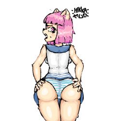 ass ass cat_ears feline feline female female_only furry hikkamun panties pink_hair striped_clothing susie_mccallister